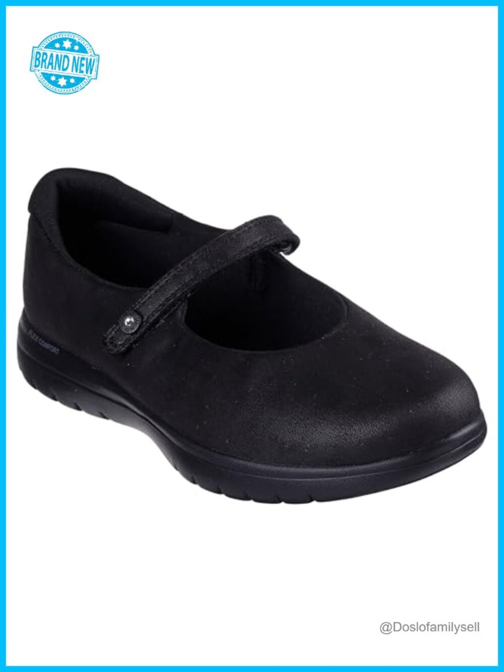 Mary Jane Flats Vegan Leather Gem Strap Cushioned Walking Shoes